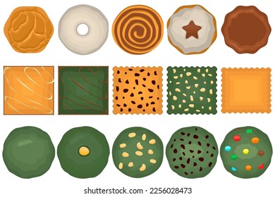 Big set homemade cookie different taste in pastry biscuit, large kit cookie consist of collectible natural tasty food biscuit it pastry accessory, fresh pastry biscuit from sweet cookie to breakfast