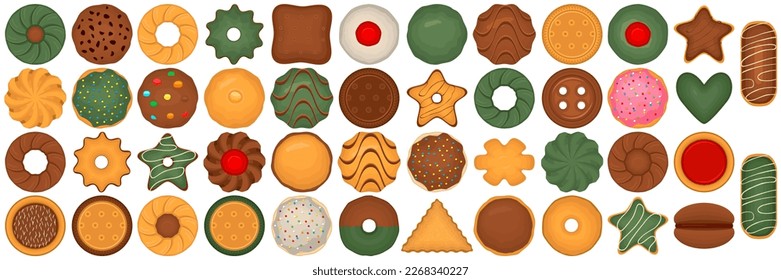 Big set homemade cookie different taste in pastry biscuit, large kit cookie consist of collectible natural tasty food biscuit it pastry accessory, fresh pastry biscuit from sweet cookie to breakfast