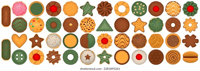 Big set homemade cookie different taste in pastry biscuit, large kit cookie consist of collectible natural tasty food biscuit it pastry accessory, fresh pastry biscuit from sweet cookie to breakfast