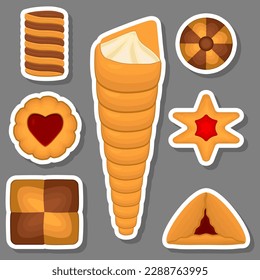 Big set homemade cookie different taste in pastry biscuit, large kit cookie consist of collectible natural tasty food biscuit it pastry accessory, fresh pastry biscuit from sweet cookie to breakfast