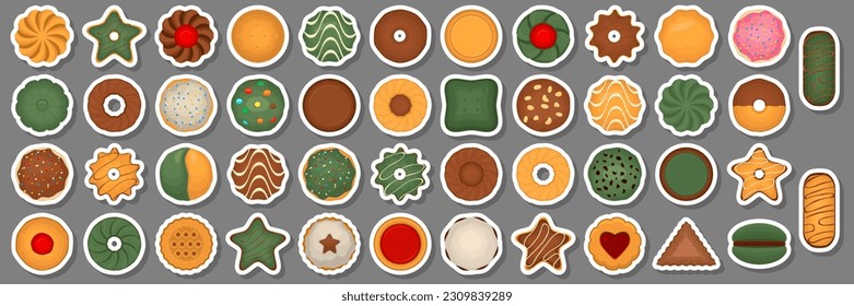 Big set homemade cookie different taste in pastry biscuit, large kit cookie consist of collectible natural tasty food biscuit it pastry accessory, fresh pastry biscuit from sweet cookie to breakfast