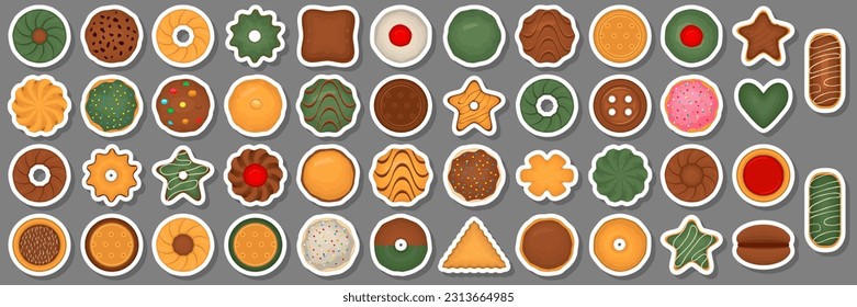 Big set homemade cookie different taste in pastry biscuit, large kit cookie consist of collectible natural tasty food biscuit it pastry accessory, fresh pastry biscuit from sweet cookie to breakfast