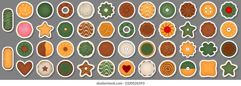 Big set homemade cookie different taste in pastry biscuit, large kit cookie consist of collectible natural tasty food biscuit it pastry accessory, fresh pastry biscuit from sweet cookie to breakfast