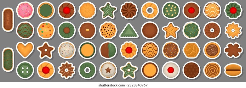 Big set homemade cookie different taste in pastry biscuit, large kit cookie consist of collectible natural tasty food biscuit it pastry accessory, fresh pastry biscuit from sweet cookie to breakfast