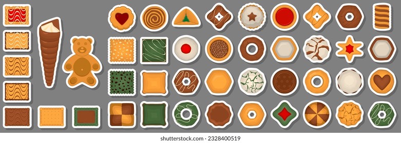 Big set homemade cookie different taste in pastry biscuit, large kit cookie consist of collectible natural tasty food biscuit it pastry accessory, fresh pastry biscuit from sweet cookie to breakfast