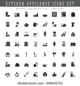 Big set of household kitchen equipment web icon. 