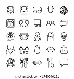 Big set of human line icons. Vector illustration isolated on a white background. Premium quality symbols. Stroke vector icons for concept or web graphics. Simple thin line signs. 