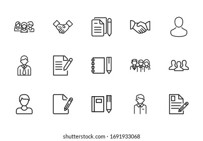 Big set of human resources line icons. Vector illustration isolated on a white background. Premium quality symbols. Stroke vector icons for concept or web graphics. Simple thin line signs. 