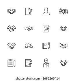 Gran conjunto de iconos de línea de recursos humanos. Ilustración vectorial aislada en un fondo blanco. Símbolos de calidad superior. Iconos vectoriales de trazo para conceptos o gráficos web. Sencillas señales de línea delgada. 