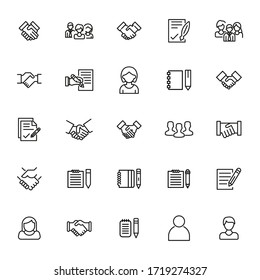 Big set of human resources line icons. Vector illustration isolated on a white background. Premium quality symbols. Stroke vector icons for concept or web graphics. Simple thin line signs. 