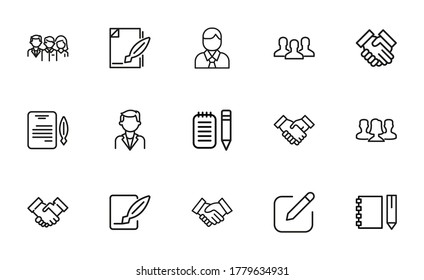 Große Auswahl an Personalbildern - Symbole. Vektorgrafik einzeln auf weißem Hintergrund. Symbole in Premium-Qualität. Schlagt Vektorsymbole für Concept- oder Web-Grafiken. Einfache Dünnzeilenzeichen.