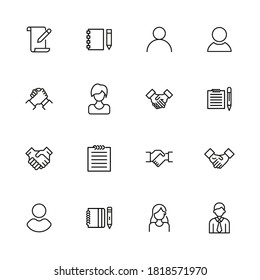 Gran conjunto de iconos de línea de recursos humanos. Ilustración vectorial aislada en un fondo blanco. Símbolos de calidad premium. Iconos vectoriales de trazo para el concepto o gráficos web. Sencillos signos de línea delgada.
