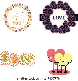 Big set of icons for Valentines day, Mothers day, wedding, love and romantic events