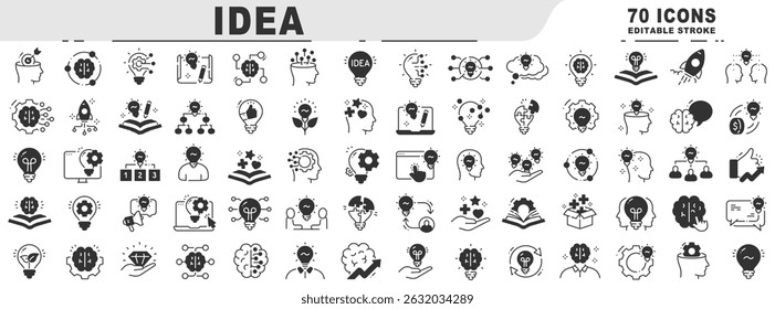 Big set of idea related black line icons