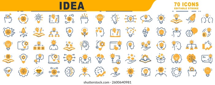 Big set of idea related filled line icons