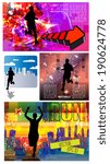 Big set of illustration marathon runner, vector 