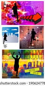 Big set of illustration marathon runner, vector 