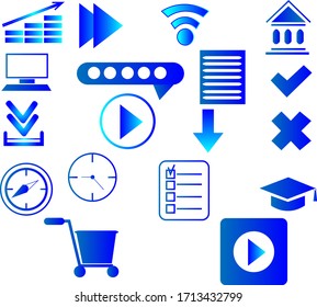 Big set of Important clip arts with blue color gradient , editable vector file available