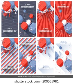 Big set of Independence Day vertical banners in flat design style 