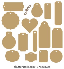 Big set of industrial kraft paper labels. Vector illustration.