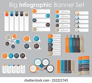 Grande Conjunto de Modelos de Banner Infográfico para Ilustração Vector de Negócios