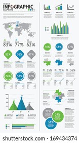 Big set of infographic business elements blue and green vector EPS10
