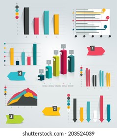 Big set of infographic charts. Vector.