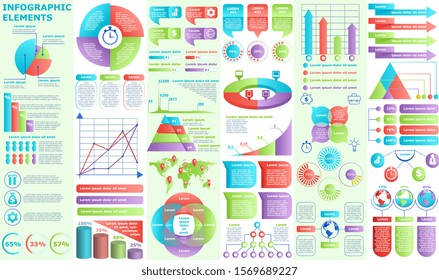 Big set of infographic elements, data visualization vector design template.