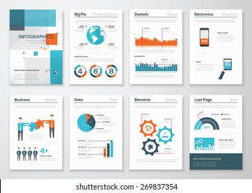 Big set of infographic elements in fresh flat business style. Vector illustrations of modern info graphics. Use in website, flyer, corporate report, presentation, advertising, marketing etc.