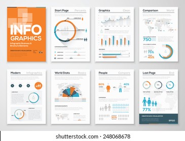 Big set of infographic elements in modern flat business style. Vector illustrations of modern info graphics. Use in website, flyer, corporate report, presentation, advertising, marketing etc.