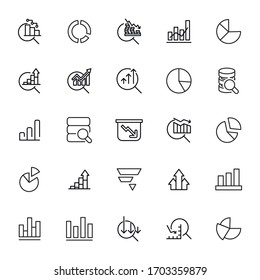 Big Set Of Infographic Line Icons. Vector Illustration Isolated On A White Background. Premium Quality Symbols. Stroke Vector Icons For Concept Or Web Graphics. Simple Thin Line Signs. 