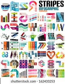 Big set of infographic modern templates - stripes, ribbons, lines. For banners, business backgrounds, presentations