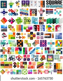 Big set of infographic modern templates - squares. Geometric shapes.  For banners, business backgrounds, presenations