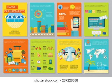 Big set of infographics elements about travels. Quality design illustrations, elements and concept. Advertising banners. Planning trip. Hotel booking. Use in corporate report, presentation, website.