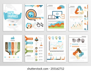 Big Set of Infographics Elements Business Illustrations, Flyer, Presentation. Modern Info Graphics and Social Media Marketing. Infographyc Pages Template