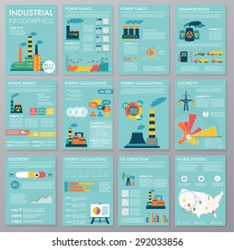 Big set of infographics elements, industrial infographics and Information Graphics. Easy to edit map. Flat style. Use in website, flyer, corporate report, presentation, advertising, marketing. A4