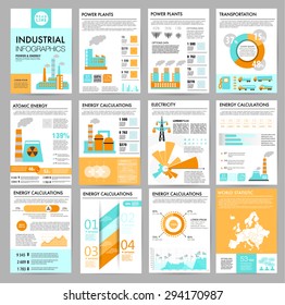 Big set of infographics elements, industrial infographics and Information Graphics. Plants. Easy to edit map. Flat style. Use in website, flyer, corporate report, presentation, advertising, marketing.