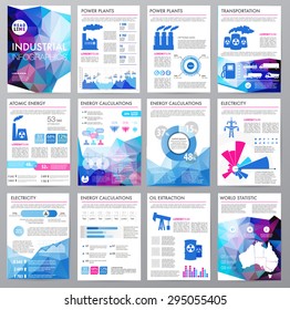 Big set of infographics elements, industrial infographics and Information Graphics. Easy to edit map. Polygonal style. Use in website, flyer, corporate report, presentation, advertising, marketing. A4