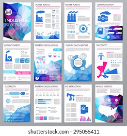 Big set of infographics elements, industrial infographics and Information Graphics. Easy to edit map. Polygonal style. Use in website, flyer, corporate report, presentation, advertising, marketing. A4
