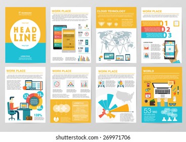 Big set of infographics elements in modern flat business style. 