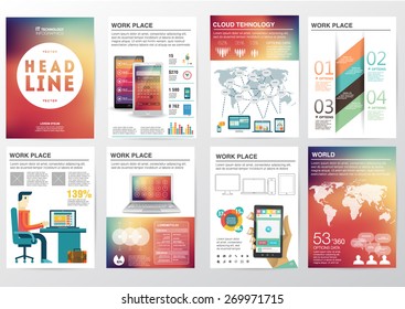 Big set of infographics elements in modern flat business style. 