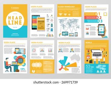 Big set of infographics elements in modern flat business style. 