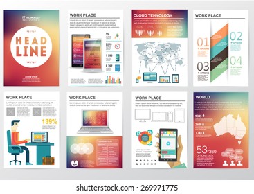 Big set of infographics elements in modern flat business style. 