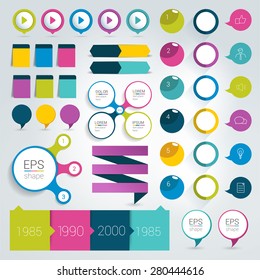 Big set infographics flat design elements, schems, charts, buttons. Vector illustration.