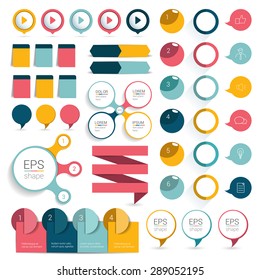 Big set infographics flat design elements, schems, charts, buttons. Vector illustration.