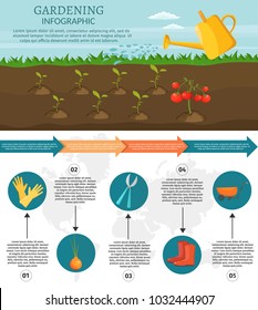Big set infographics vector farm elements and ecology cartoon gardening background