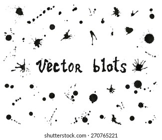 Big set of ink blots isolated on white background. Vector illustration.