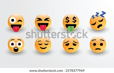 Big set of iOS emoticons. Funny emoticons faces with facial expressions. Full editable vector icons. Detailed emoji icons. Apple iPhone emoji set.