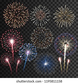 Big set of isolated vector fireworks