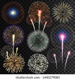 Big set of isolated vector fireworks